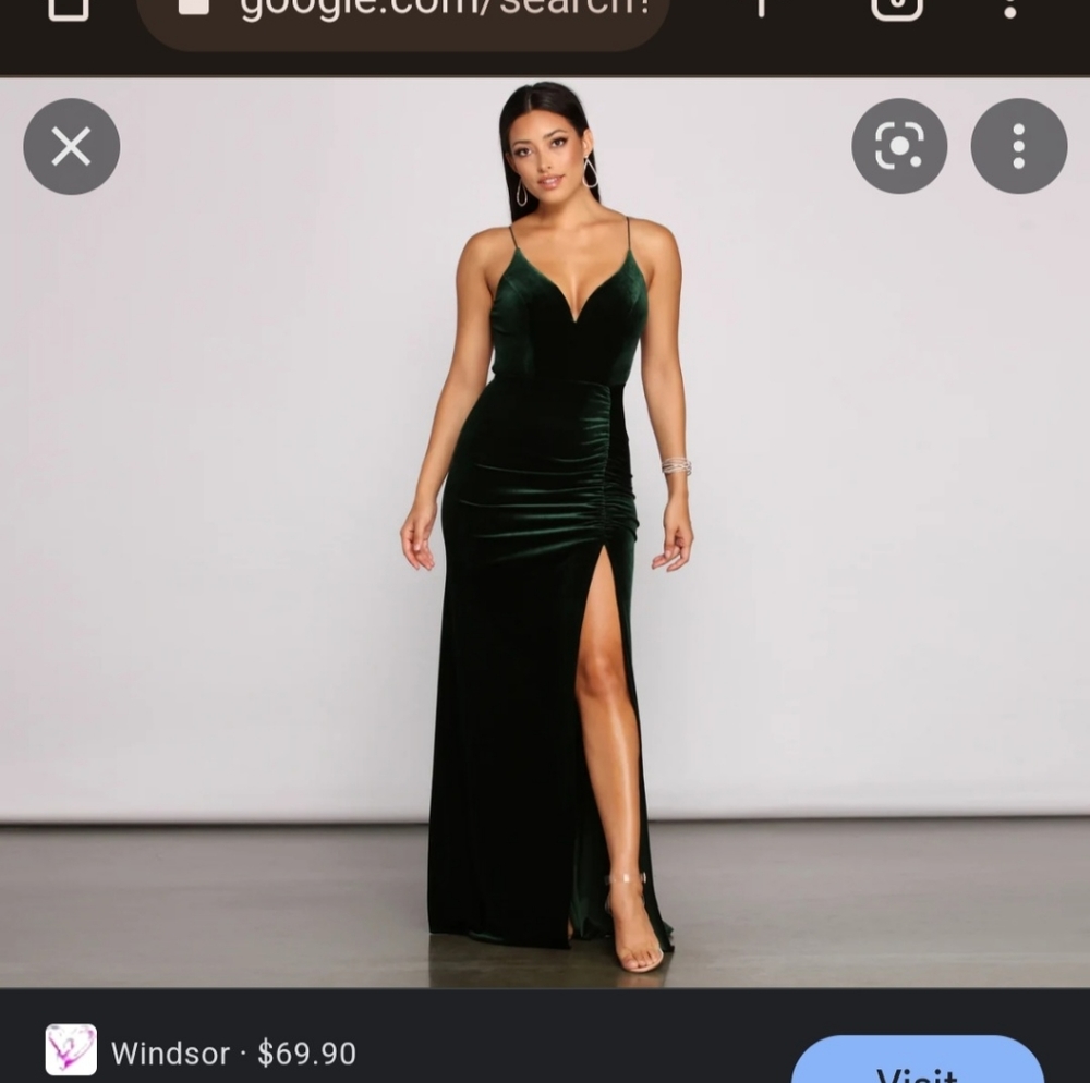Green Velvet Dress- Large